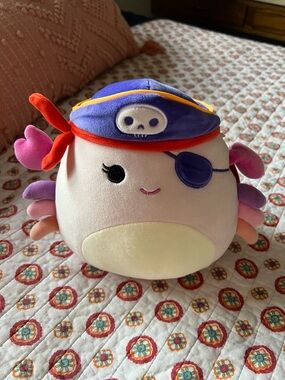 New Squishmallow Pirate Pastel Crab Stuffed Animal